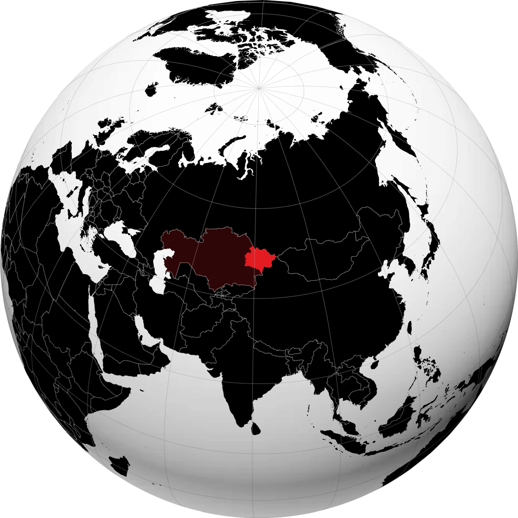 Shyghys Qazaqstan-regionen på globussen