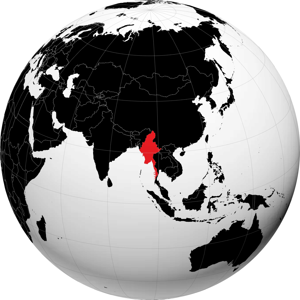 Myanmar på globussen