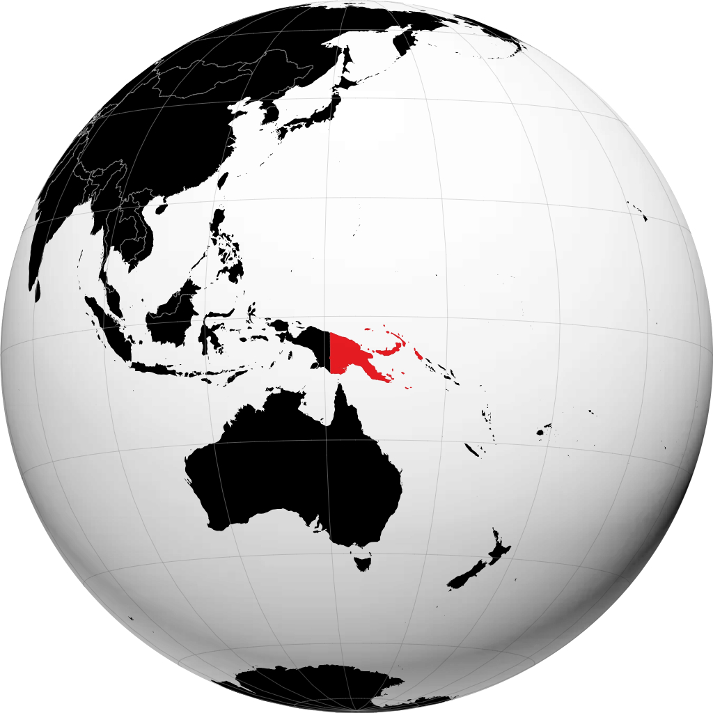Papua Ny Guinea på globussen